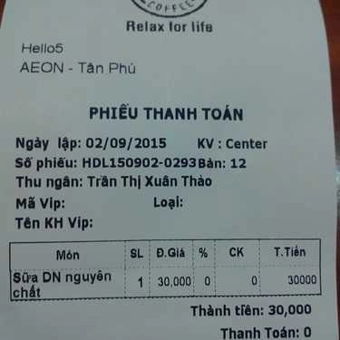 Tổng hợp- Hello 5 Coffee - AEON Mall Tân Phú