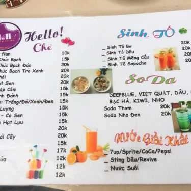 Thực đơn- Cafe Hello Chè & Trà Sữa
