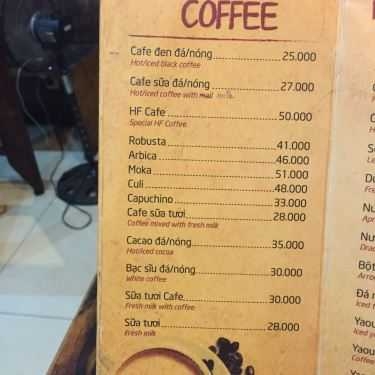 Thực đơn- HF Cafe & Cơm Trưa Văn Phòng