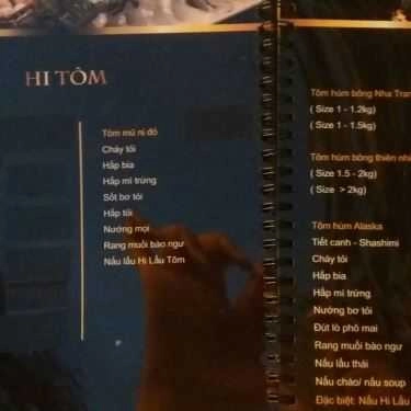 Thực đơn- Quán Nhậu Hi Lẩu Tôm - Hải Sản & Các Món Nhậu Bình Dân