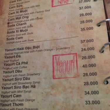 Thực đơn- Hoài Cafe