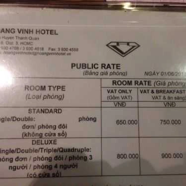 Thực đơn- Hoàng Vinh Hotel