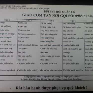 Thực đơn- Quán Nhậu Hội Quán CK - Nguyễn Công Trứ