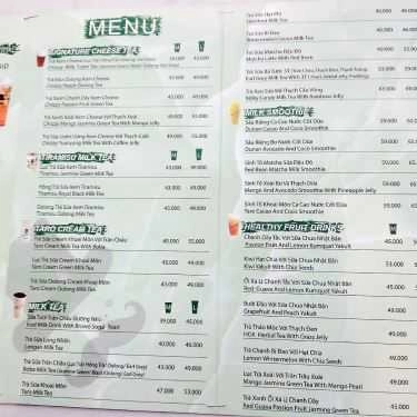 Thực đơn- Cafe Hok Tea - Trà Sữa Đài Loan - Bạch Đằng