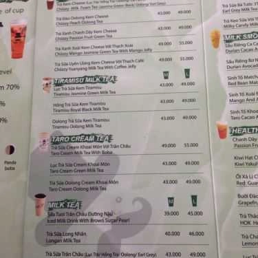 Thực đơn- Cafe Hok Tea - Trà Sữa Đài Loan - Bạch Đằng