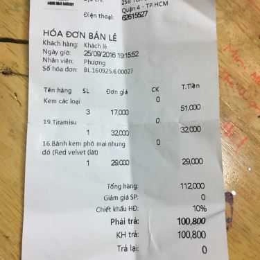 Thực đơn- Tiệm Bánh Hồng Hạc Bakery