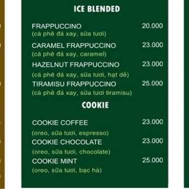 Thực đơn- Howard's Coffee House