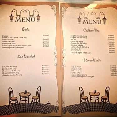 Thực đơn- HQ Người Kể Chuyện Cafe