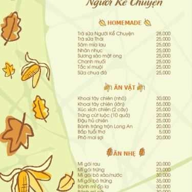 Thực đơn- HQ Người Kể Chuyện Cafe