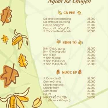 Thực đơn- HQ Người Kể Chuyện Cafe