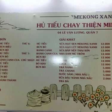 Thực đơn- Quán Ăn Thiện Minh - Hủ Tiếu Chay