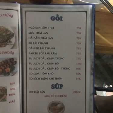 Thực đơn- Quán Nhậu Hùng 33 - Gà, Hải Sản & Lẩu