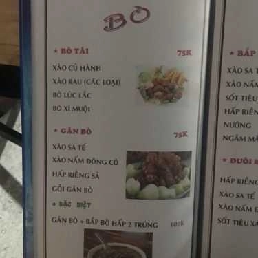 Thực đơn- Quán Nhậu Hùng 33 - Gà, Hải Sản & Lẩu