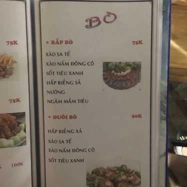 Thực đơn- Quán Nhậu Hùng 33 - Gà, Hải Sản & Lẩu