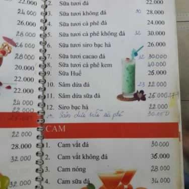 Thực đơn- Hương Quỳnh Coffee