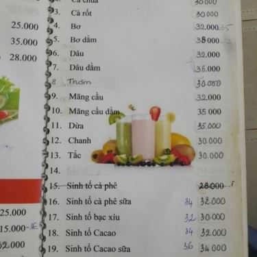 Thực đơn- Hương Quỳnh Coffee