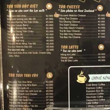 Thực đơn- Hương Trà - Coffee, Milktea & Fastfood - Nguyễn Sơn