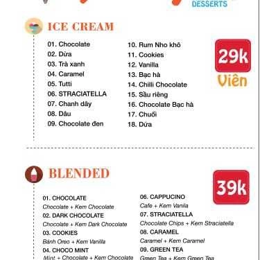 Thực đơn- Cafe I Scream - Ice Cream - Pico Lotte