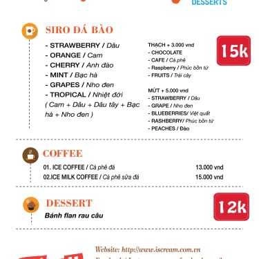 Thực đơn- Cafe I Scream - Ice Cream - Pico Lotte