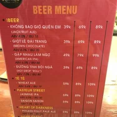 Thực đơn- Beer Club Ibeer - Craft Beer Station