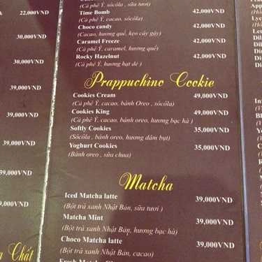 Thực đơn- Infinity Café - Trường Sơn