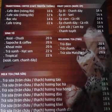 Thực đơn- J.U.N.E Coffee & Tea