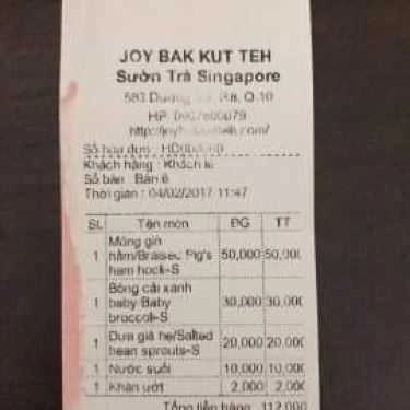 Tổng hợp- Quán Cơm Joy Bak Kut Teh - Sườn Trà Singapore