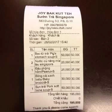 Tổng hợp- Quán Cơm Joy Bak Kut Teh - Sườn Trà Singapore