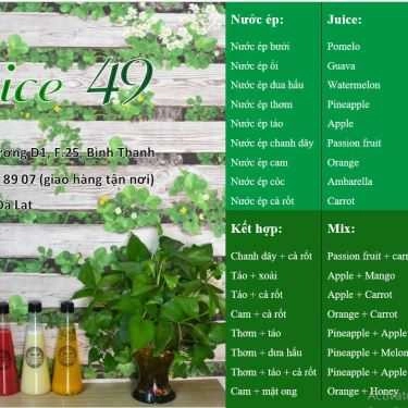 Thực đơn- Cafe Juice 49 - Nước Ép