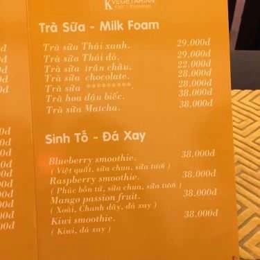 Thực đơn- Quán Ăn K Vegetarian - Ẩm Thực Chay & Cafe