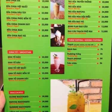 Thực đơn- Cafe Trà Sữa - Ăn Vặt K2
