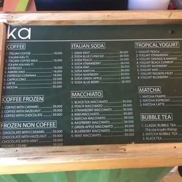 Thực đơn- KA Coffee - Xô Viết Nghệ Tĩnh