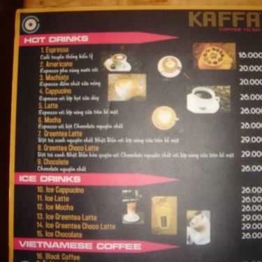 Thực đơn- Kaffa Coffee - Ni Sư Huỳnh Liên
