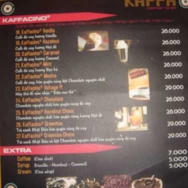 Thực đơn- Kaffa Coffee - Ni Sư Huỳnh Liên