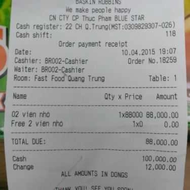 Tổng hợp- Cafe Kem Baskin Robbins - Quang Trung