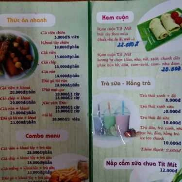 Thực đơn- Cafe Tít Mít - Kem Cuộn - Thạch Lam
