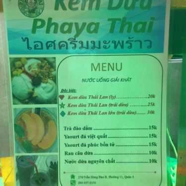 Thực đơn- Cafe Kem Dừa Phaya Thai - Trần Hưng Đạo