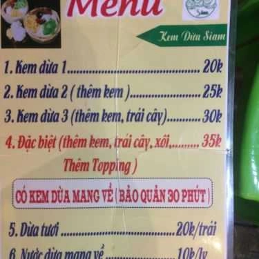 Thực đơn- Ăn vặt Kem Dừa Siam - Nguyễn Văn Lượng
