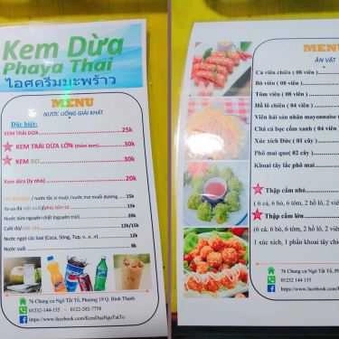 Thực đơn- Cafe Kem Dừa Siam - Ngô Tất Tố