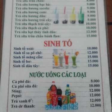 Thực đơn- Cafe Kem Xôi - Làng Đại Học