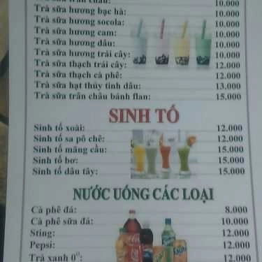 Thực đơn- Cafe Kem Xôi - Làng Đại Học