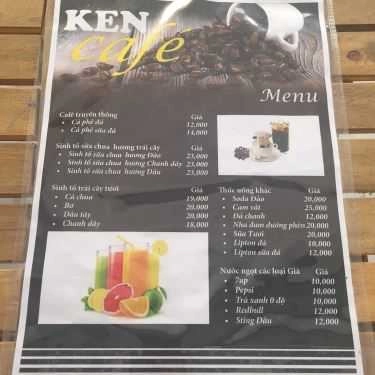 Thực đơn- Ken Cafe - Xô Viết Nghệ Tĩnh