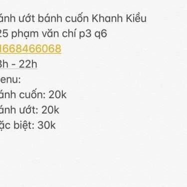 Thực đơn- Ăn vặt Khanh Kiều - Bánh Ướt & Bánh Cuốn