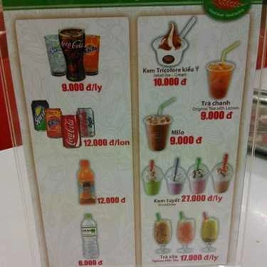 Thực đơn- Cafe Khu Ẩm Thực Tầng 2 - CoopMart Nguyễn Kiệm