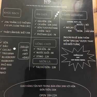 Thực đơn- NP Quán - Các Món Ăn Vặt