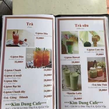 Thực đơn- Kim Dung Cafe