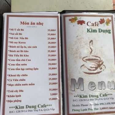 Thực đơn- Kim Dung Cafe