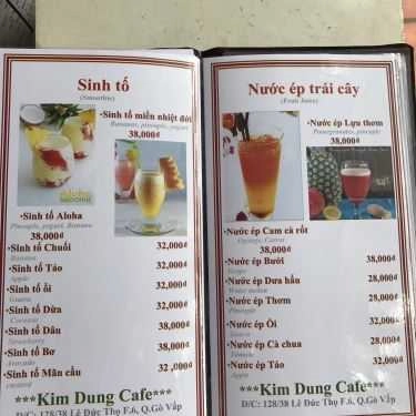 Thực đơn- Kim Dung Cafe