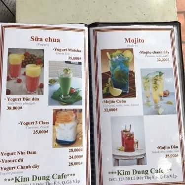 Thực đơn- Kim Dung Cafe