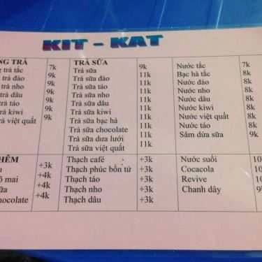 Thực đơn- Ăn vặt Trà Sữa Kit Kat - Nguyễn Trãi